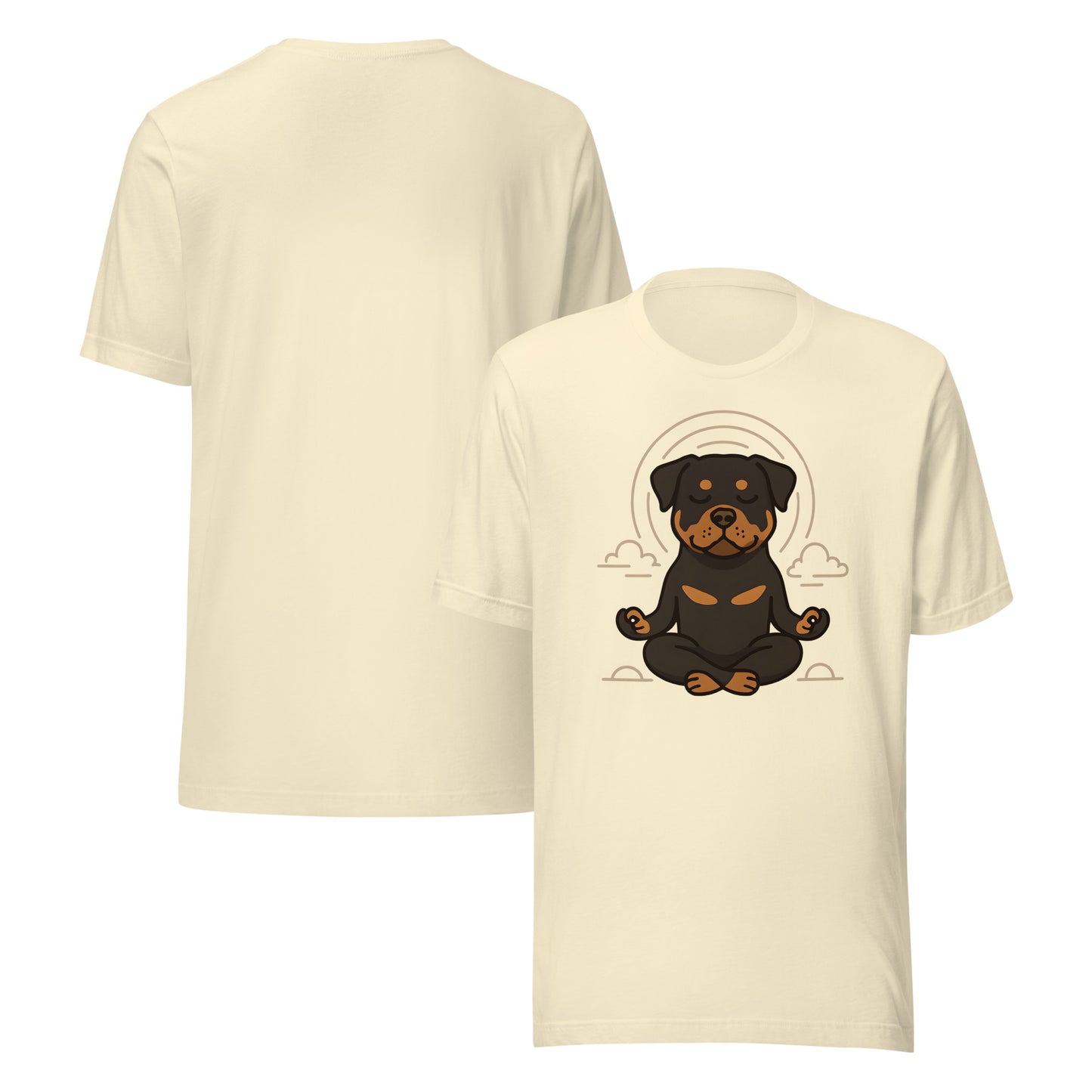 Meditating Rottweiler T-Shirt – Yoga-Inspired Dog Lover Gift