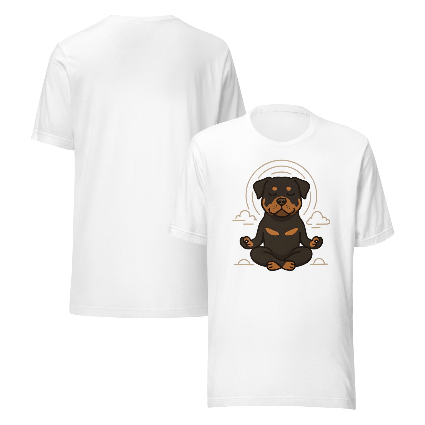 Meditating Rottweiler T-Shirt – Yoga-Inspired Dog Lover Gift