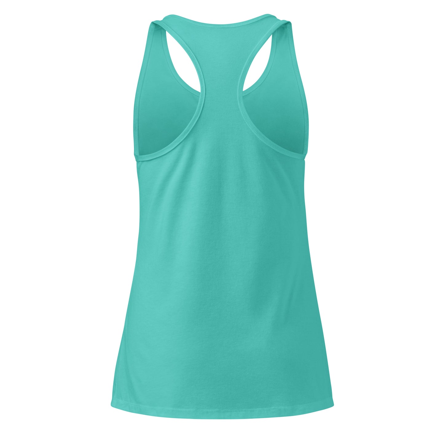 Back of Turquoise tank top on a white background