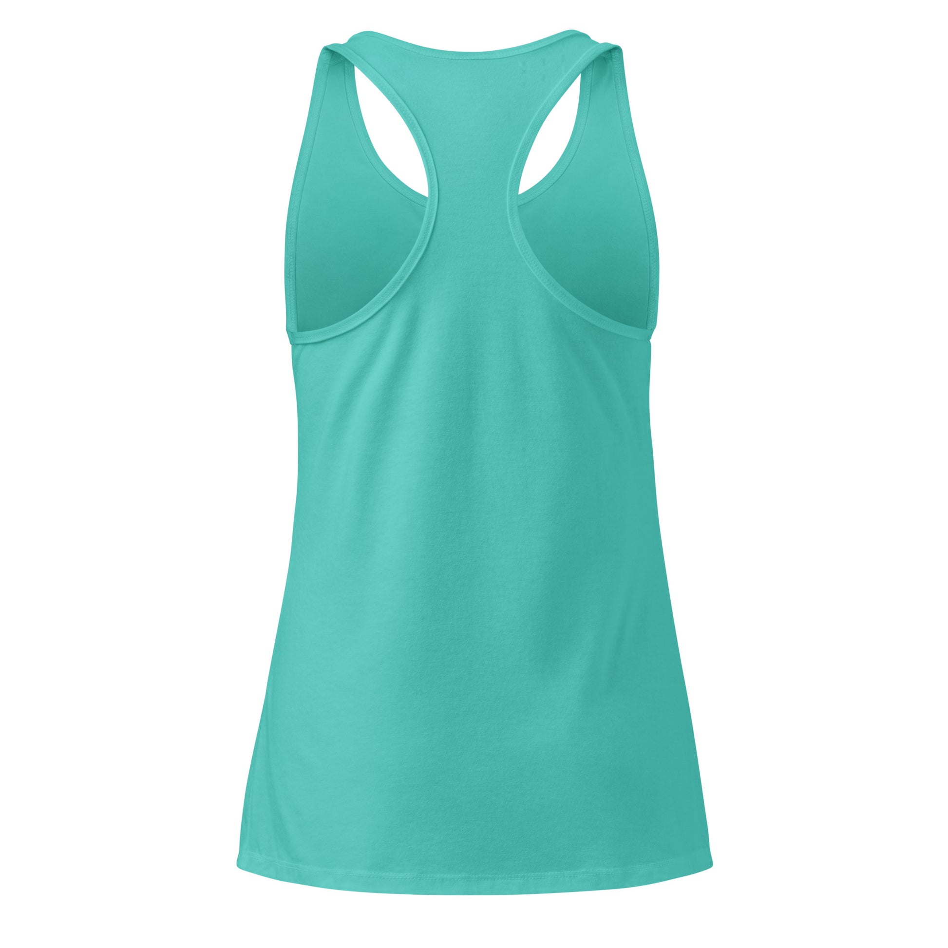 Back of Turquoise tank top on a white background